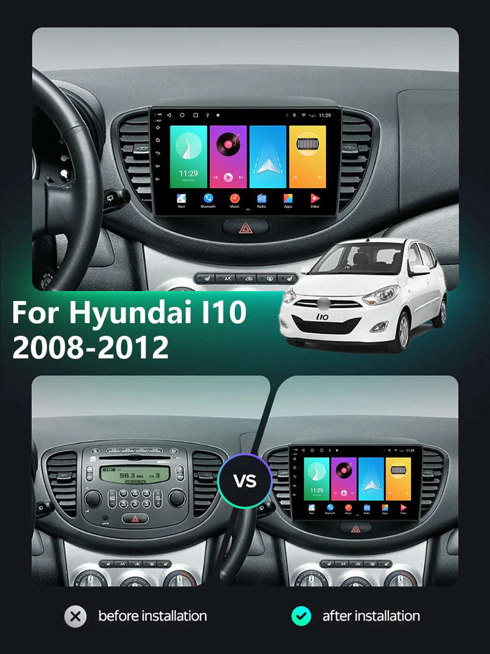Hyundai i10 | 2008-2012 | Android Screen - Image 3
